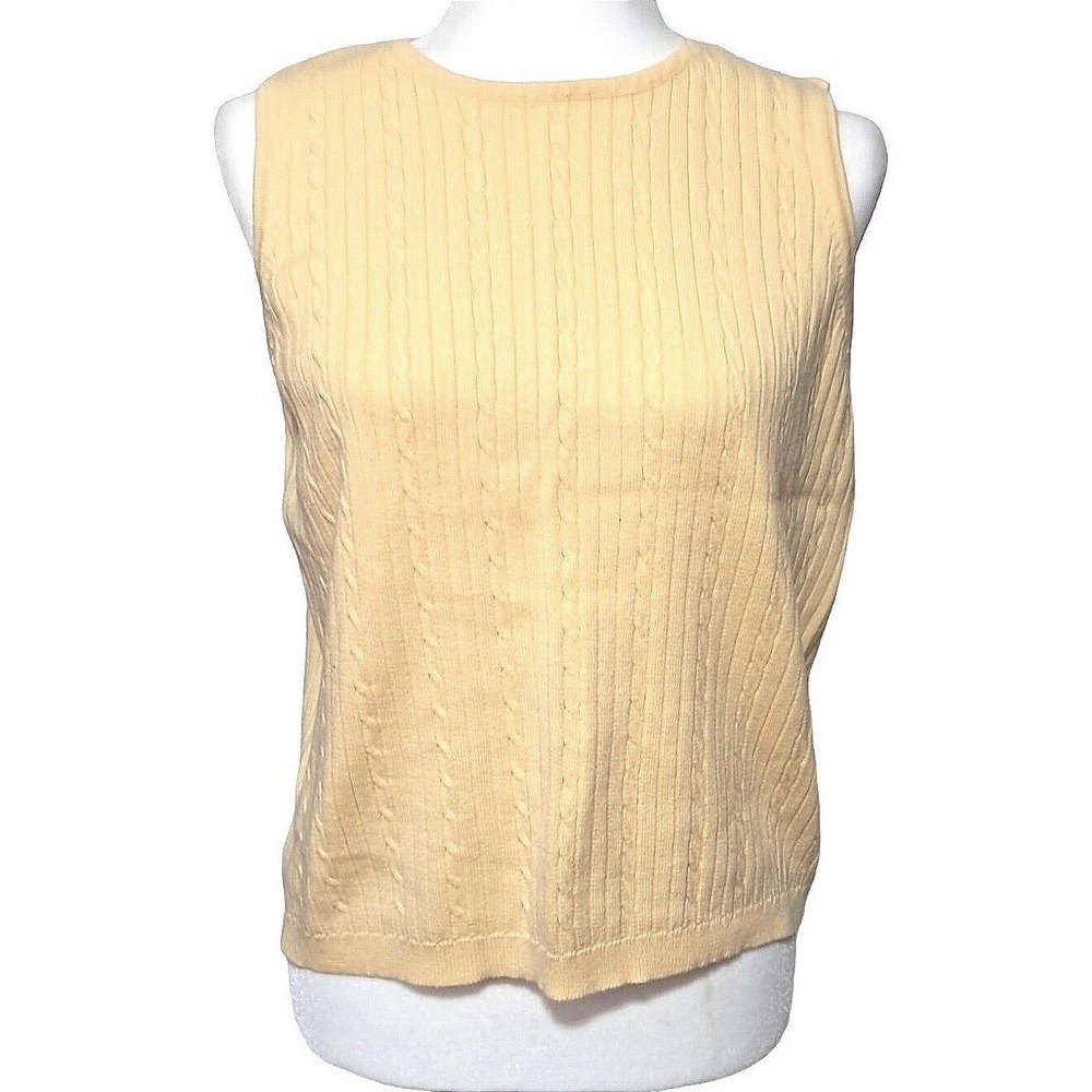 Classic Croft & Barrow Cable‎ Knit Sleeveless Sweater Women Large Yellow Shell